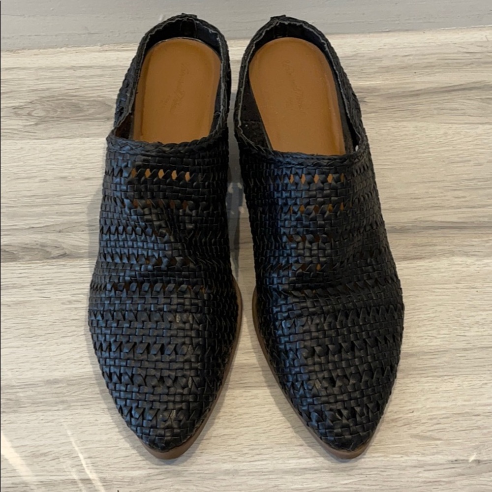 Black Woven slip on booties